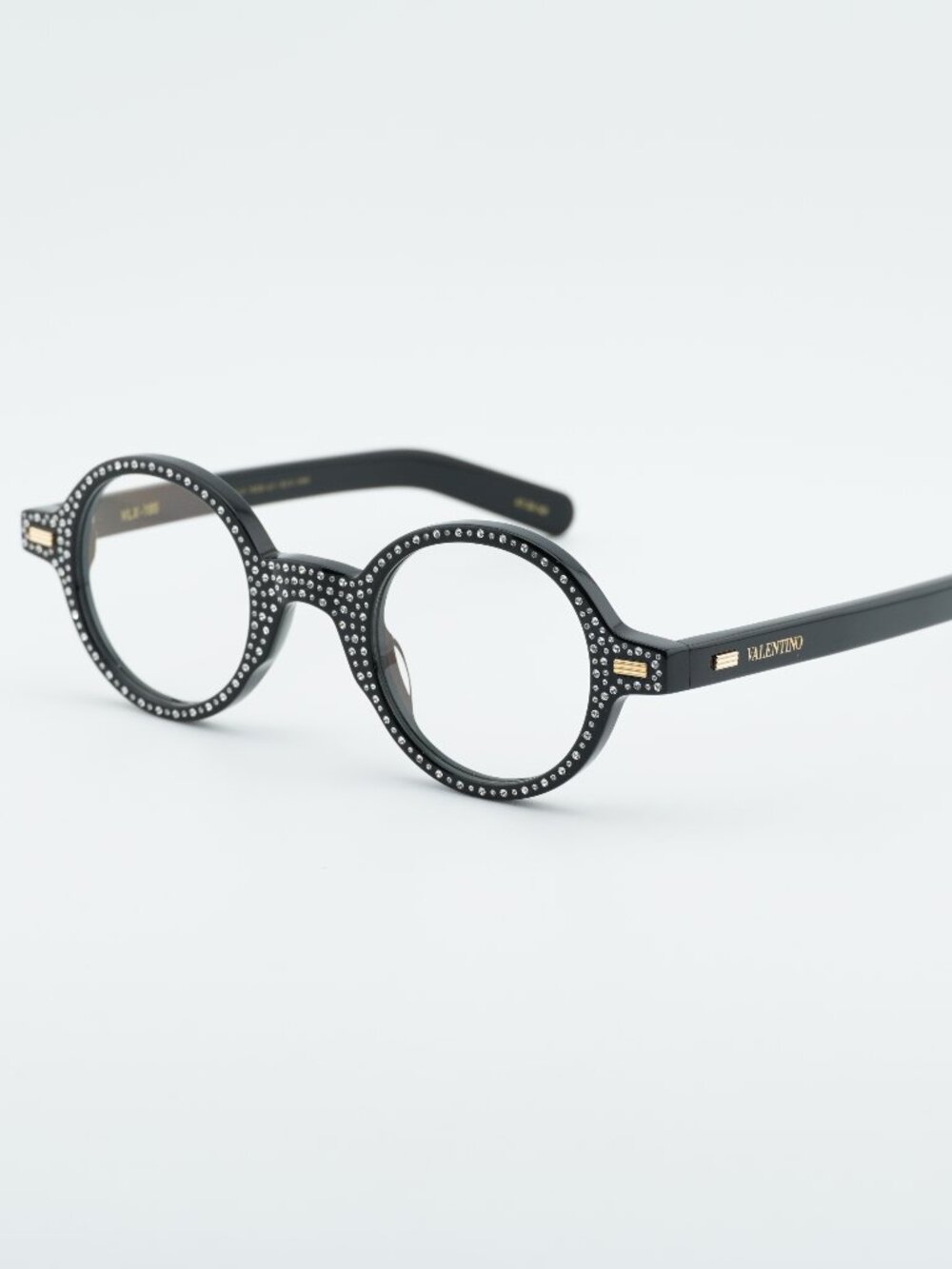 Valentino VLX-185B Eyeglasses Black with Stones 43mm Round Frame